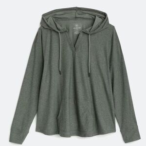 We Wander WeFlex Cotie Split Neck Hoodie, Dark Green